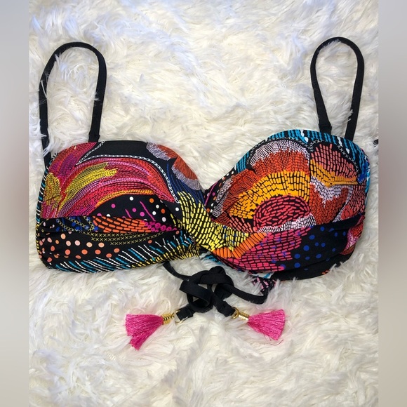 La Blanca Colorful Patterned Bandeau Bikini Top size 6 - Picture 7 of 16